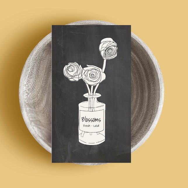 Country Blume floral Florist Chalkboard Visitenkarte (Von Creator hochgeladen)