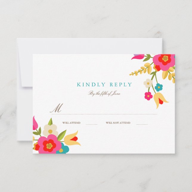 Country Blume Hochzeit RSVP Karte (Vorderseite)