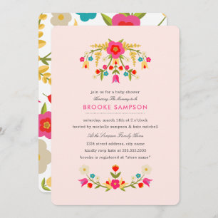 Country Blume Kinderdusche Einladung