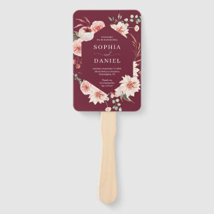 Country Boho Rose Floral Wedding Program Fan Fächer