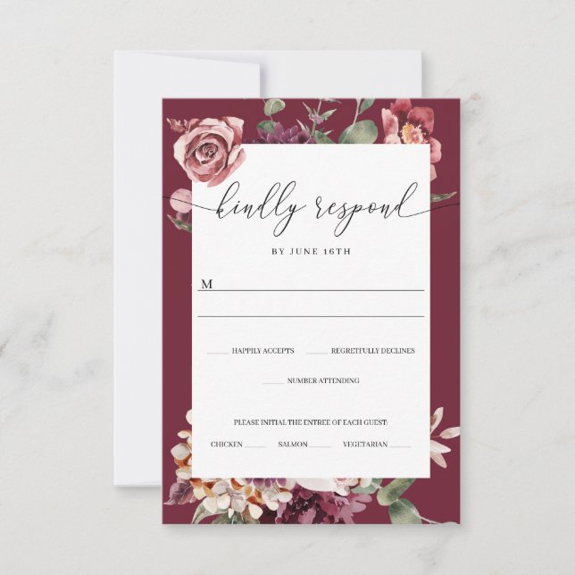 Country Boho Rose mariage carte RSVP (Devant)