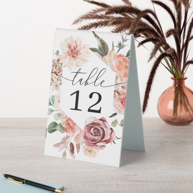 Country Boho Rose Wedding Tischnummern Table Tischaufsteller (In Situ (Tisch))