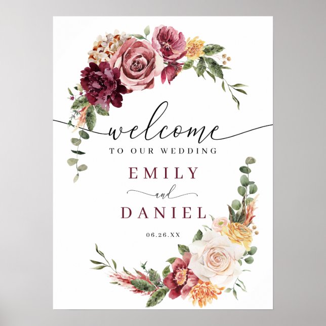 Country Boho Wedding Welcome Sign Poster (Vorne)