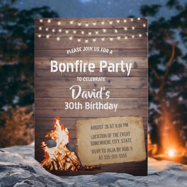 Country Bonfire Party Rustikale String Light Gebur Einladung (Von Creator hochgeladen)