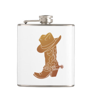 Country Boot und Hut Silhouette Flachmann