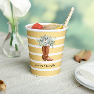 Country Boots Greenery Dusche Western Pappbecher