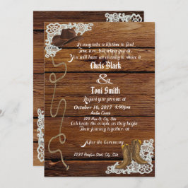 Country Boots & Lace Wedding Einladung