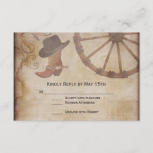 Country Boots Wagon Wheding RSVP Cards Karte