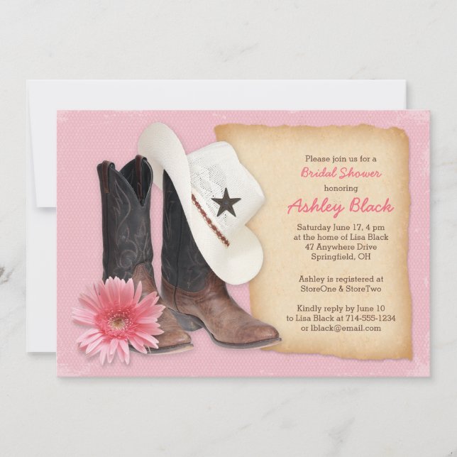 Country Bridal Dusche Einladung | Cowboy Cowgirl (Vorderseite)