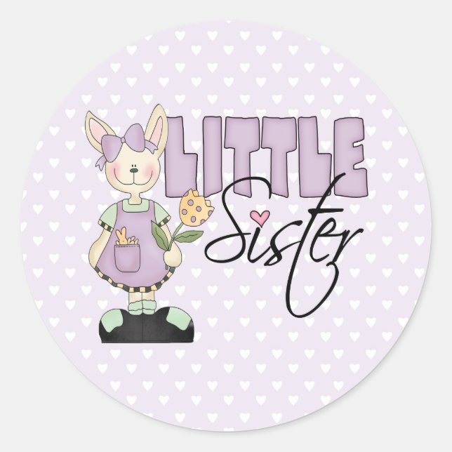 Country Bunny Little Sister (violett) Runder Aufkleber (Vorderseite)