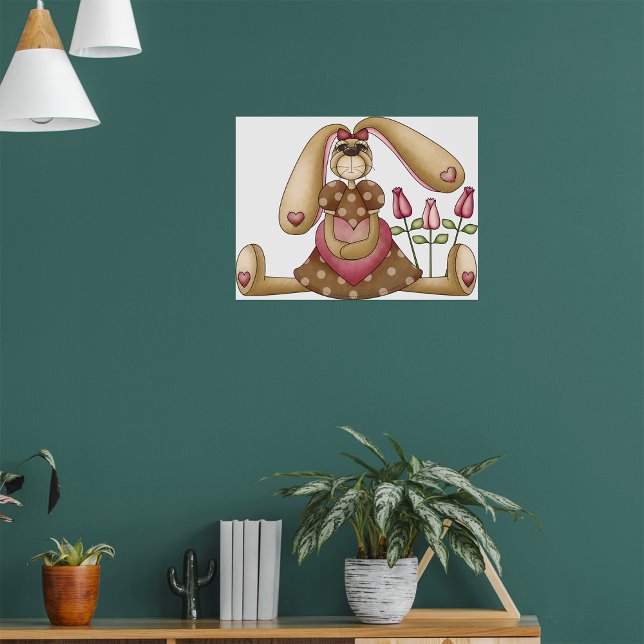 Country Bunny mit Blume Poster (Von Creator hochgeladen)