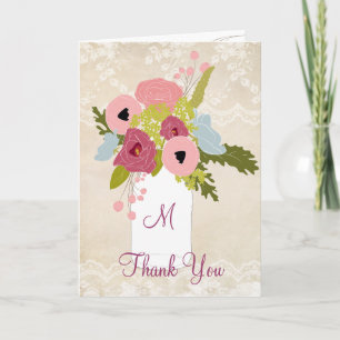 Country Burlap Lace Mason Jar Danke