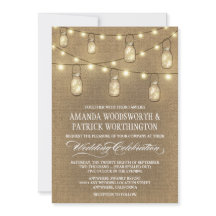Country Burlap Mason Jar Wedding Einladungen