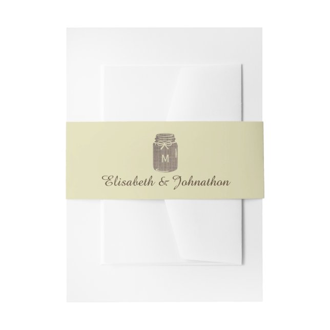 Country Burlap Mason Jar Wedding Einladungsbanderole (Vorderseite Beispiel)