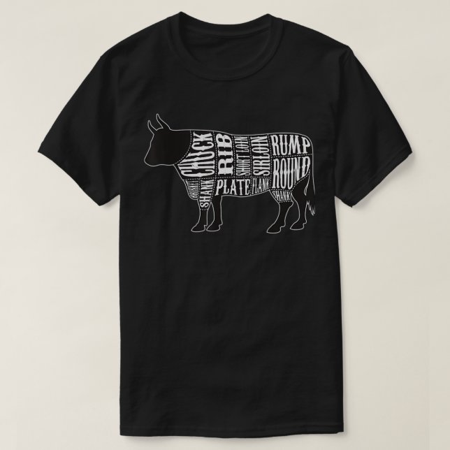 Country Butcher Cut Chart Bull Cow Beef Meat Large T-Shirt (Design vorne)