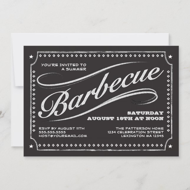 Country Chalkboard Summer Barbecue Invitation (Devant)