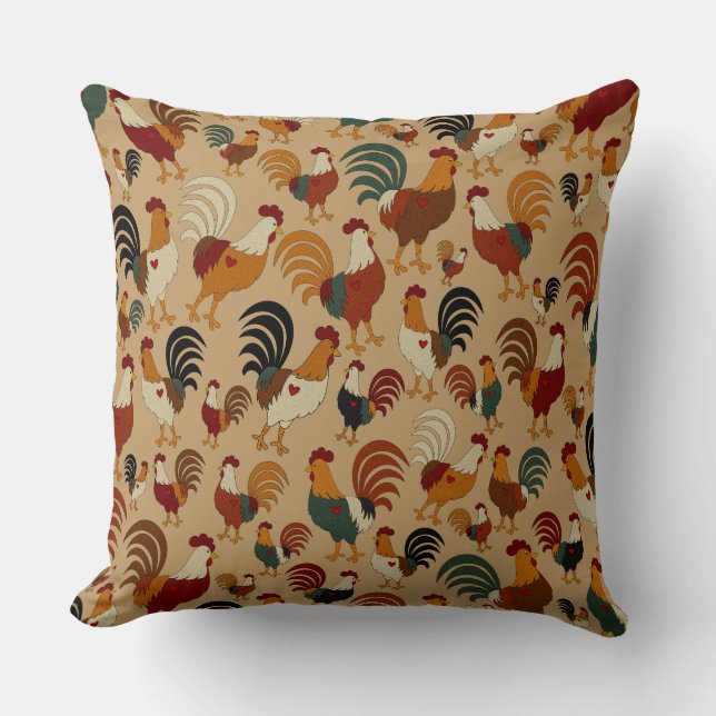 Country Charm Rooster Pillow Kissen (Vorderseite)