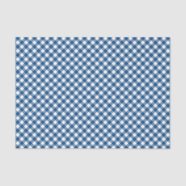 Country Chic Blue Gingham Pattern Seidenpapier (Vorderseite)