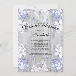 Country Chic Floral Wood Bridal Dusche Einladung