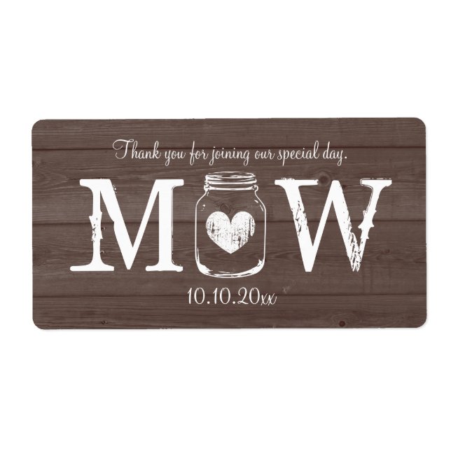 Country chic Maurer Glas Hochzeitswasser Flasche E (Vorne)