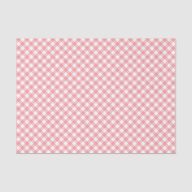Country Chic Pastel Blush Coral Gingham Seidenpapier (Vorderseite)