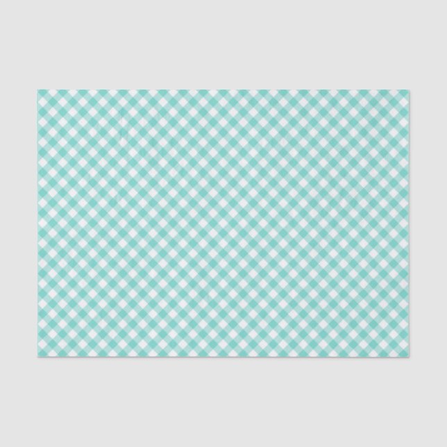 Country Chic Pastel Mint Türkis Gingham Seidenpapier (Vorderseite)