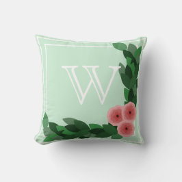 Country Chic Pink Ranunculus Floral Family Initial Kissen