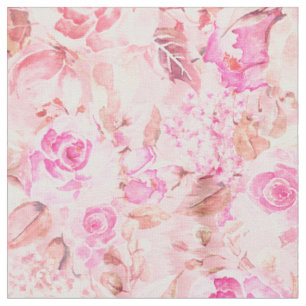 Country chic rosa Koralle Wasserfarbe Sommer Blüt Stoff