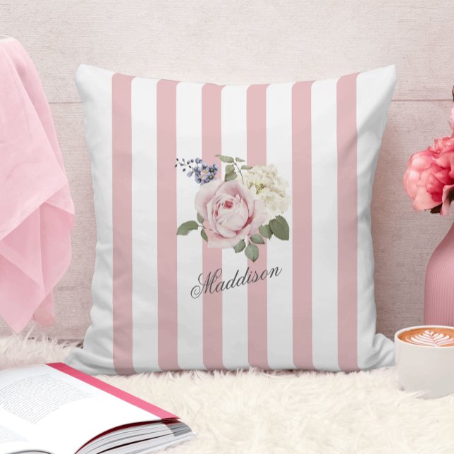 Country Chic Rosa Streifen Rose Bouquet Mit Monogr Kissen (Von Creator hochgeladen)