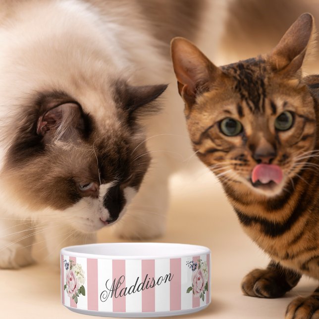 Country Chic Rosa Streifen Rose Bouquet Mit Monogr Napf (Von Creator hochgeladen)