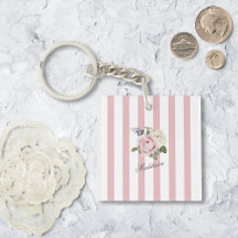 Country Chic Rosa Streifen Rose Bouquet Mit Monogr
