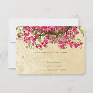 Country Chic rose cerisier Fleur Mariage RSVP