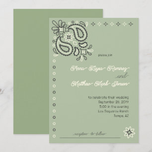 Country Chic Sage Green Moderne Western Hochzeit Einladung