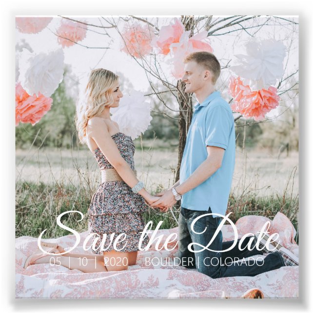 Country Chic || Save the Date Square Foto Print (Vorne)
