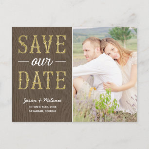 Country Chic Typografy Foto Save the Date Ankündigungspostkarte