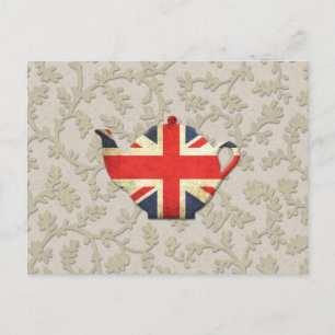 Country Chic Union Jack Flag Teapot Postkarte