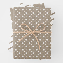 Country Chic White On Faux Brown Kraft Paper Geschenkpapier Set