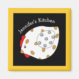 Country Chick Hen Square Magnet