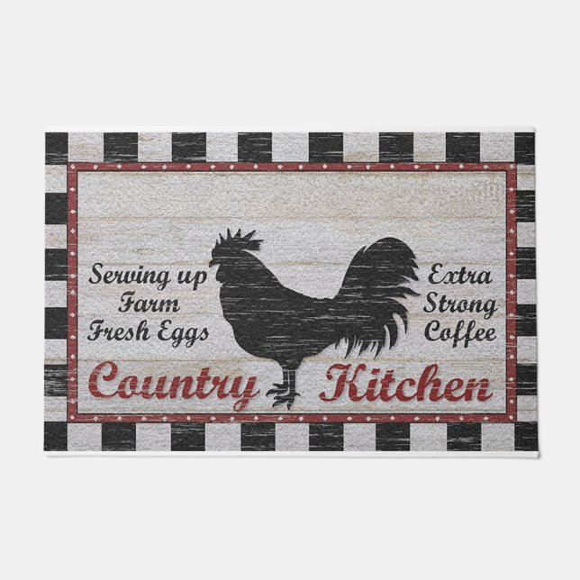 Country Chicken Doormat, Retro Landschaft  Fußmatte (Vorderseite)