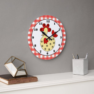 Country Chicken Küchenuhr Große Wanduhr