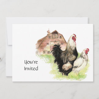 Country Chicken & Rooster Vintag Stallcocktail Einladung