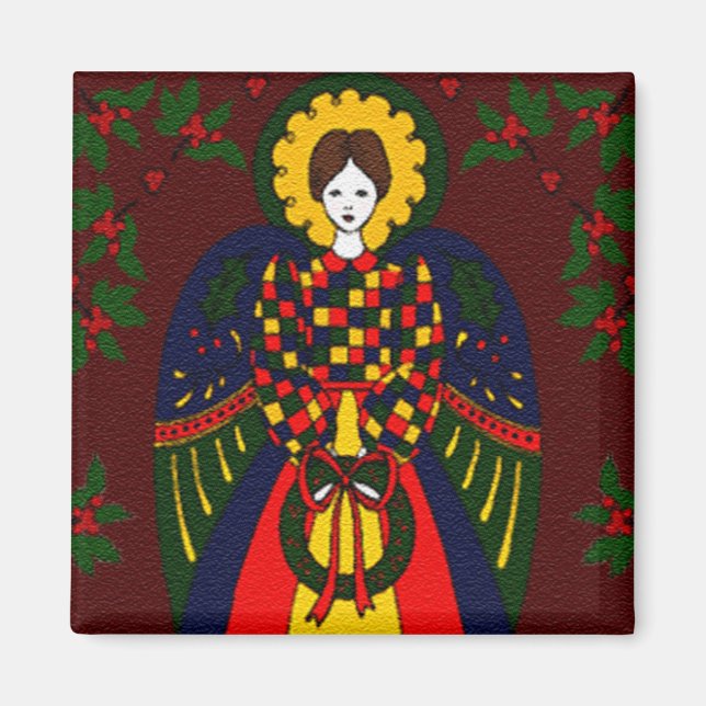 Country Christmas Angel Magnet (Vorne)