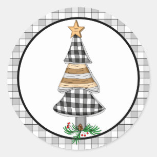 Country Christmas Buffalo Kariert Rustic Classic R Runder Aufkleber