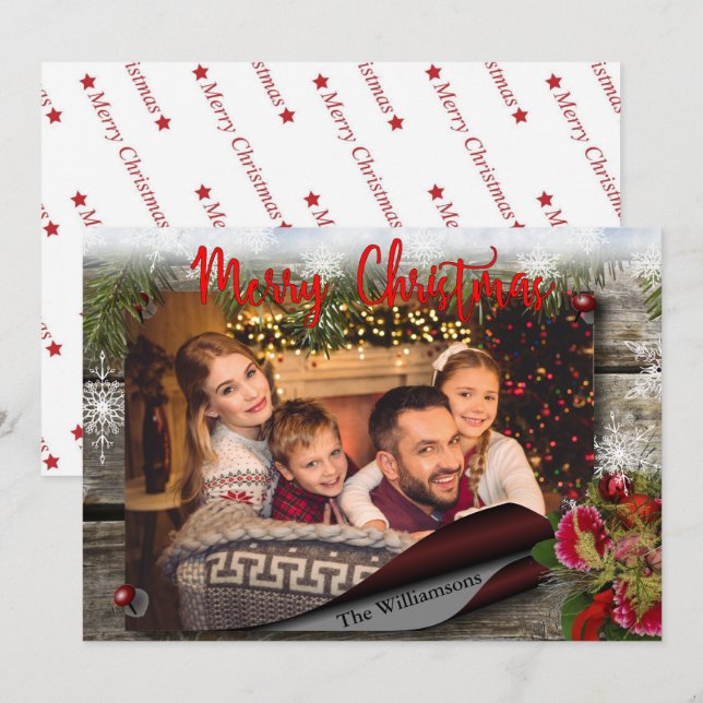 Country Christmas Bulletin Board Foto Postkarte (Vorne/Hinten)