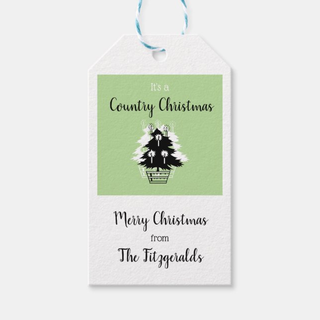 Country Christmas Green Geschenkanhänger (Vorderseite)