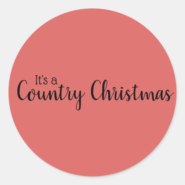 Country Christmas Red Typografy Runder Aufkleber (Vorderseite)