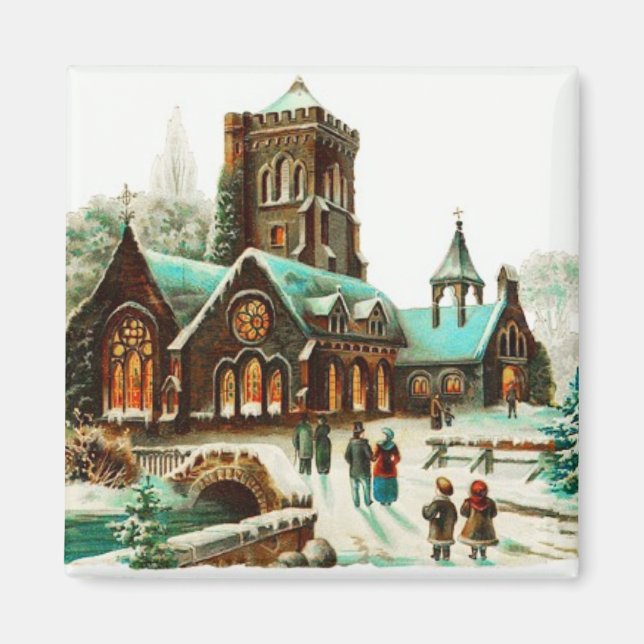 Country Christmas Services Vintag Magnet (Vorne)