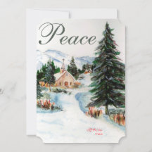 Country Church Winter Mountain Carte photo