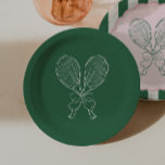 Country Club Courtside Racquet Tennis Birthday Pappteller<br><div class="desc">Serve up a stylish celebration with our Courtside Tennis Birthday plates,  inspired by classic country club aesthetics and simple tennis charm. This design is perfect for tennis lovers of any age,  from kids’ birthdays to milestone celebrations,  bachelorettes and so much more.</div>
