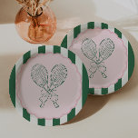 Country Club Courtside Racquet Tennis Birthday Pappteller<br><div class="desc">Serve up a stylish celebration with our Courtside Tennis Birthday plates,  inspired by classic country club aesthetics and simple tennis charm. This design is perfect for tennis lovers of any age,  from kids’ birthdays to milestone celebrations,  bachelorettes and so much more.</div>